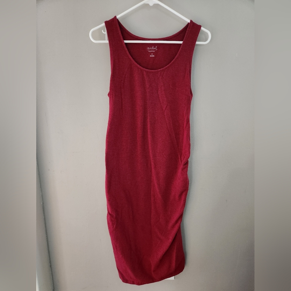 Red Ruched Midi Maxi Dress Isabel Maternity Sleeveless Tank 4th Fourth Of July